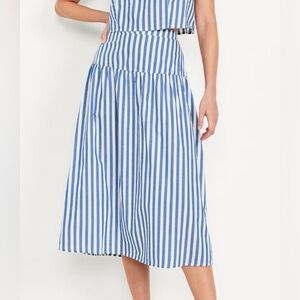 Striped Dropped Waist Midi Skirt